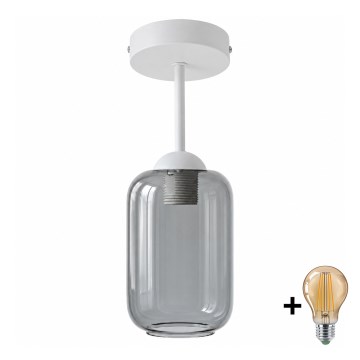 BRILAGI - PLAFONIERA LED RETRO GLASS 1xE27/60W/230V Ø 14 cm bianco/fumé