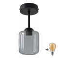 BRILAGI - Plafoniera LED RETRO GLASS 1xE27/60W/230V Ø 14 cm nero/grigio fumé