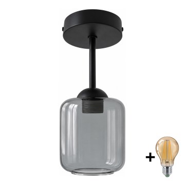 BRILAGI - Plafoniera LED RETRO GLASS 1xE27/60W/230V Ø 14 cm nero/grigio fumé