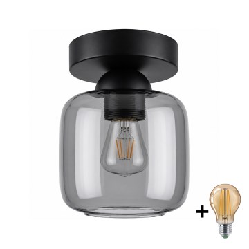 BRILAGI - Plafoniera LED RETRO GLASS 1xE27/60W/230V Ø 14 cm nero/grigio fumé