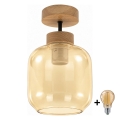 BRILAGI - Plafoniera LED RETRO GLASS 1xE27/60W/230V Ø 14 cm rovere/beige fumé