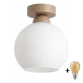 BRILAGI - Plafoniera LED RETRO GLASS 1xE27/60W/230V Ø 15 cm beige/bianco