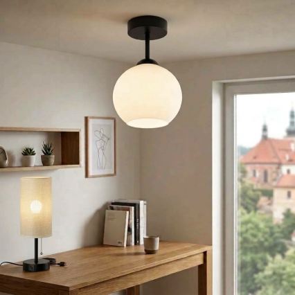 BRILAGI - Plafoniera LED RETRO GLASS 1xE27/60W/230V Ø 15 cm nero/bianco