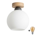 BRILAGI - Plafoniera LED RETRO GLASS 1xE27/60W/230V Ø 15 cm rovere/bianco