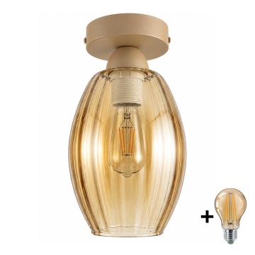 BRILAGI - Plafoniera LED RETRO GLASS 1xE27/60W/230V Ø 17 cm beige/fumé