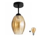 BRILAGI - Plafoniera LED RETRO GLASS 1xE27/60W/230V Ø 17 cm nero/beige fumé
