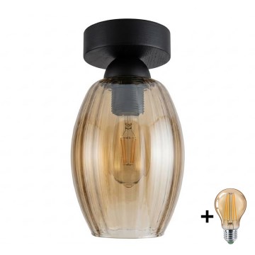 BRILAGI - Plafoniera LED RETRO GLASS 1xE27/60W/230V Ø 17 cm nero/beige fumé