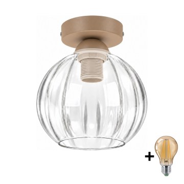 BRILAGI - Plafoniera LED RETRO GLASS 1xE27/60W/230V Ø 18 cm beige/trasparente