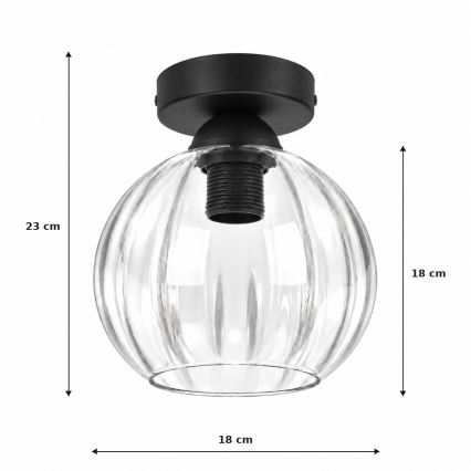 BRILAGI - Plafoniera LED RETRO GLASS 1xE27/60W/230V Ø 18 cm nero/trasparente