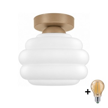 BRILAGI - Plafoniera LED RETRO GLASS 1xE27/60W/230V Ø 20 cm beige/bianco
