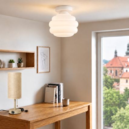BRILAGI - Plafoniera LED RETRO GLASS 1xE27/60W/230V Ø 20 cm bianco/bianco