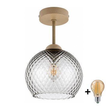 BRILAGI - Plafoniera LED RETRO GLASS 1xE27/60W/230V Ø 25 cm beige/grigio fumé