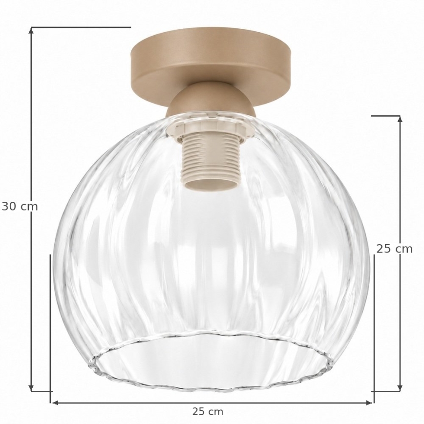BRILAGI - Plafoniera LED RETRO GLASS 1xE27/60W/230V Ø 25 cm beige/trasparente