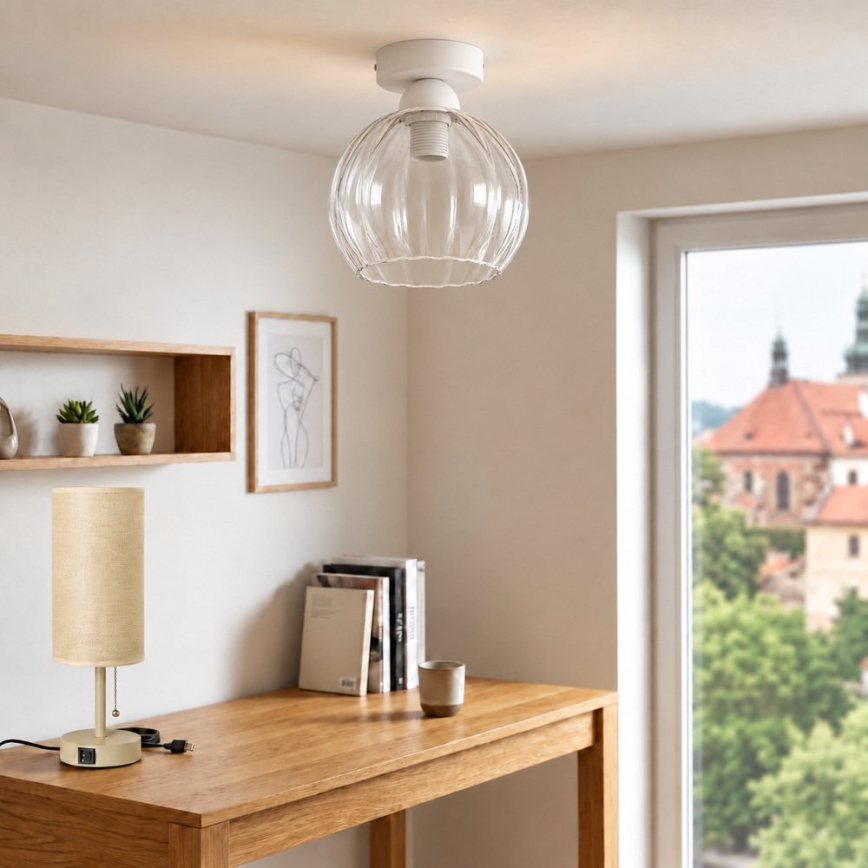 BRILAGI - Plafoniera LED RETRO GLASS 1xE27/60W/230V Ø 25 cm bianca/trasparente
