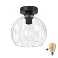 BRILAGI - Plafoniera LED RETRO GLASS 1xE27/60W/230V Ø 25 cm nero/trasparente