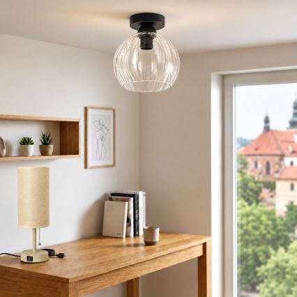 BRILAGI - Plafoniera LED RETRO GLASS 1xE27/60W/230V Ø 25 cm nero/trasparente
