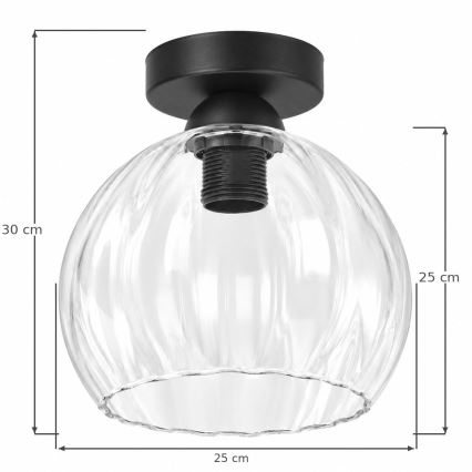 BRILAGI - Plafoniera LED RETRO GLASS 1xE27/60W/230V Ø 25 cm nero/trasparente