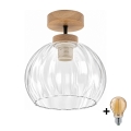 BRILAGI - Plafoniera LED RETRO GLASS 1xE27/60W/230V Ø 25 cm rovere/trasparente