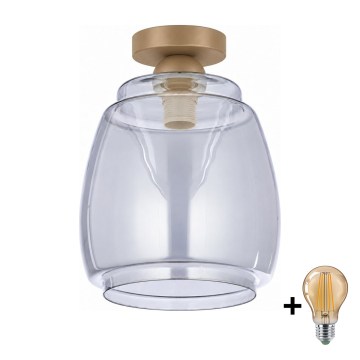 BRILAGI - Plafoniera LED RETRO GLASS 1xE27/60W/230V Ø 26 cm beige/grigio fumato