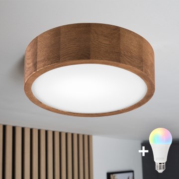 BRILAGI - Plafoniera LED RGBW dimmerabile CARVALHO 1xE27/12W/230V 2700-6500K rovere Ø 27,5 cm