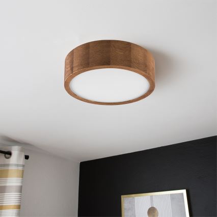 Brilagi - Plafoniera LED RGBW dimmerabile CARVALHO 1xE27/15W/230V 2700-6500K Wi-Fi rovere Ø 27,5 cm
