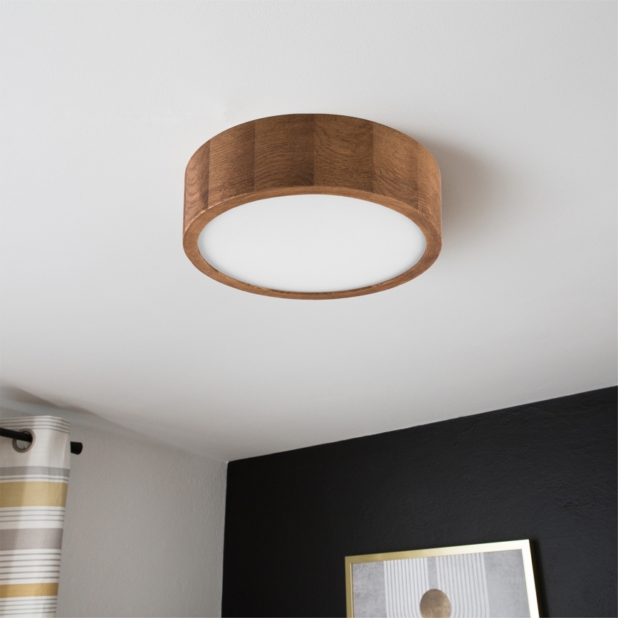 Brilagi - Plafoniera LED RGBW dimmerabile CARVALHO 1xE27/15W/230V 2700-6500K Wi-Fi rovere Ø 27,5 cm