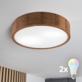 BRILAGI - Plafoniera LED RGBW dimmerabile CARVALHO 2xE27/12W/230V 2700-6500K rovere Ø 37,5 cm