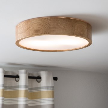 Brilagi - Plafoniera LED RGBW dimmerabile CARVALHO 2xE27/15W/230V 2700-6500K Wi-Fi rovere diam. 37,5 cm