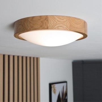 Brilagi - Plafoniera LED RGBW dimmerabile CARVALHO SLIM 1xE27/15W/230V 2700-6500K Wi-Fi rovere Ø 27 cm