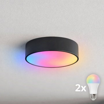 Brilagi - Plafoniera LED RGBW dimmerabile CLARE 2xE27/9W/230V 2700-6500K Ø 30 cm Wi-Fi nera
