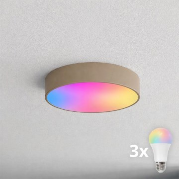 BRILAGI - Plafoniera LED RGBW dimmerabile per bagno CLARE 3xE27/12W/230V 2700-6500K Ø 40 cm IP54 beige