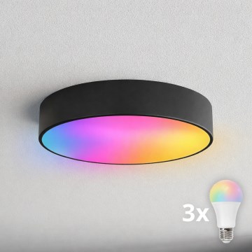 BRILAGI - Plafoniera LED RGBW dimmerabile per bagno CLARE 3xE27/12W/230V 2700-6500K Ø 40 cm IP54 Wi‑Fi nero