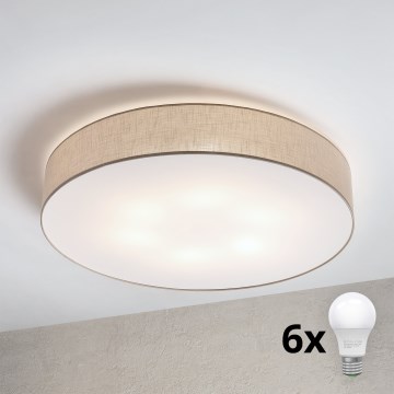 Brilagi - Plafoniera LED SIRIJA 6xE27/15W/230V Ø 80 cm beige