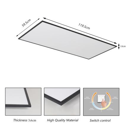Brilagi - Plafoniera LED SLIMFRAME LED/80W/230V 120x60 cm 3000/4000/6000K nera
