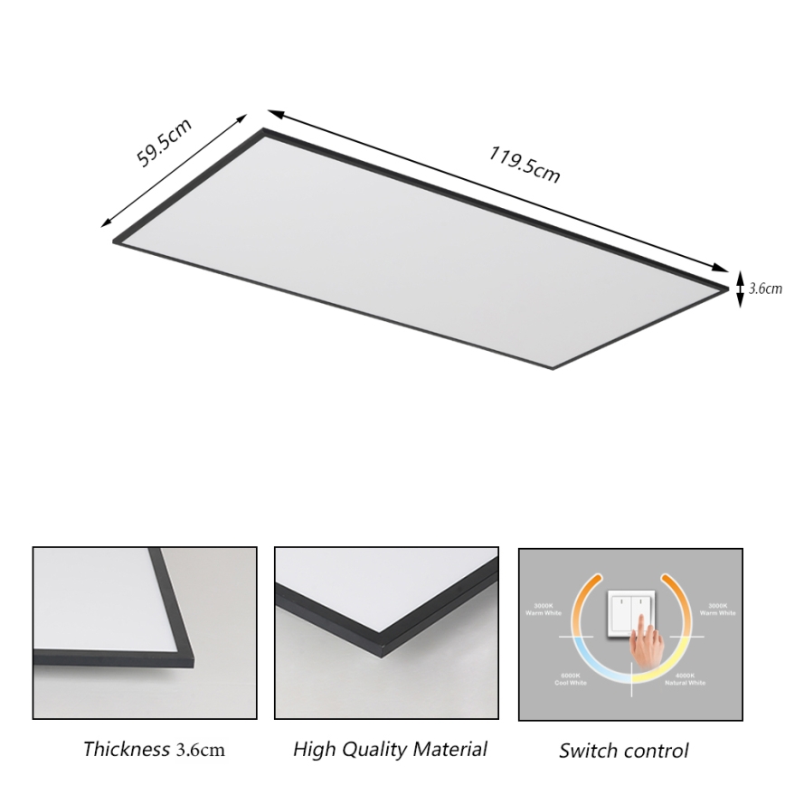 Brilagi - Plafoniera LED SLIMFRAME LED/80W/230V 120x60 cm 3000/4000/6000K nera