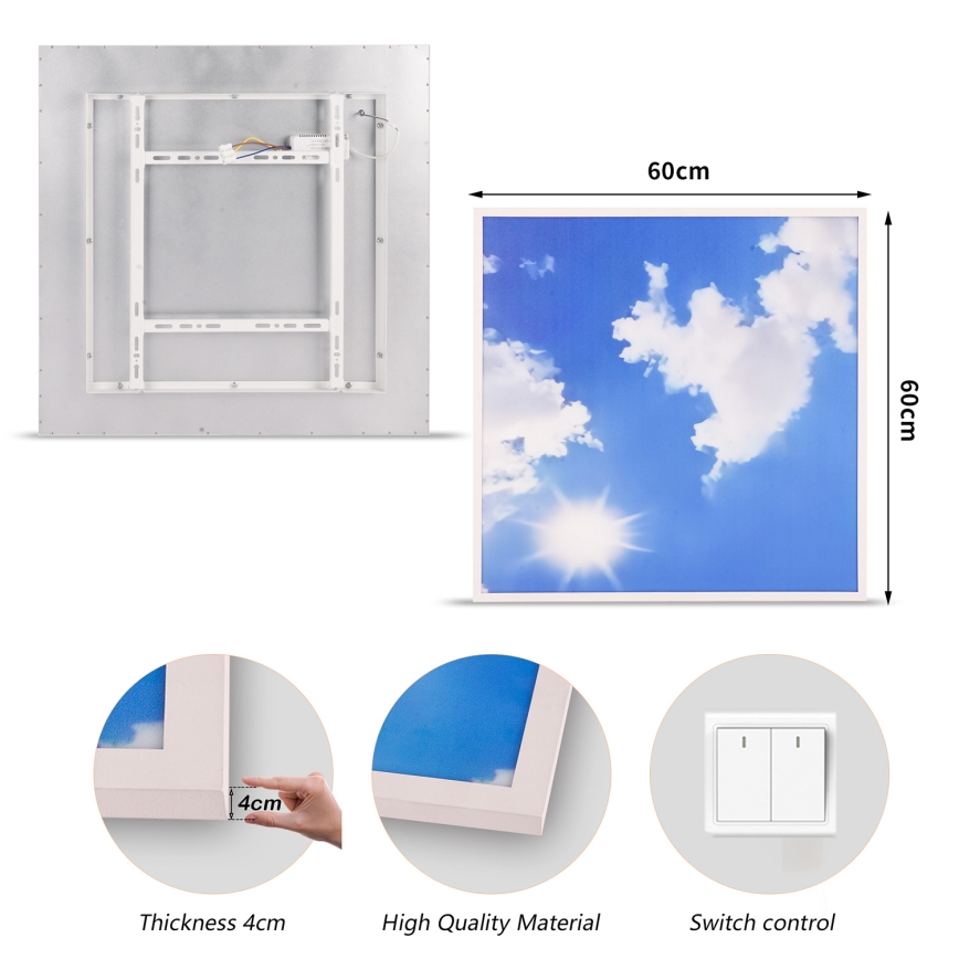 Brilagi - Plafoniera LED SLIMFRAME SKY LED/58W/230V 60x60 cm argento/blu