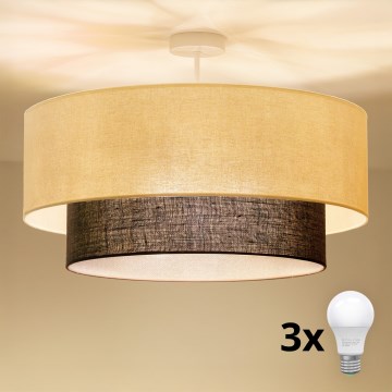 Brilagi - Plafoniera LED STILE BOHO 3xE27/15W/230V Ø 60 cm crema/marrone