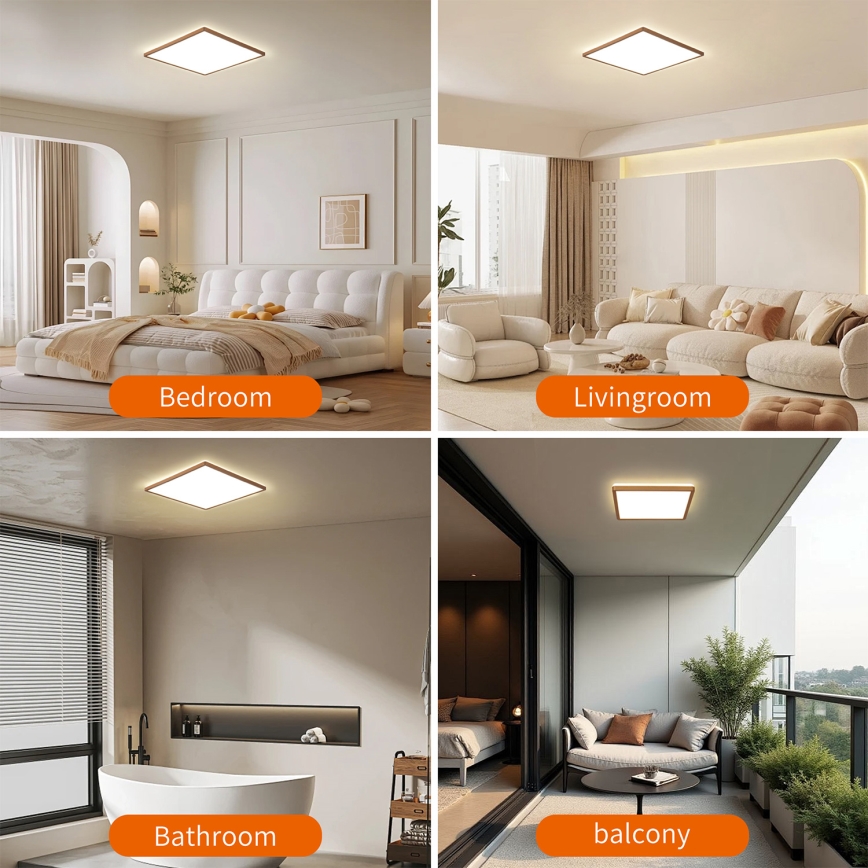 Brilagi - Plafoniera da bagno ULTRA SLIM LED/24W/230V 42x42 cm oro rosa IP54