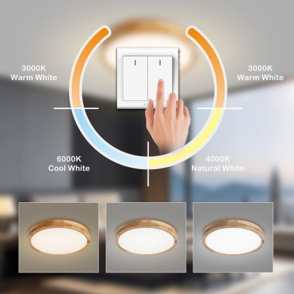 Brilagi - Plafoniera LED WOODLINE LED/24W/230V 3000/4000/6000K rovere Ø 30 cm