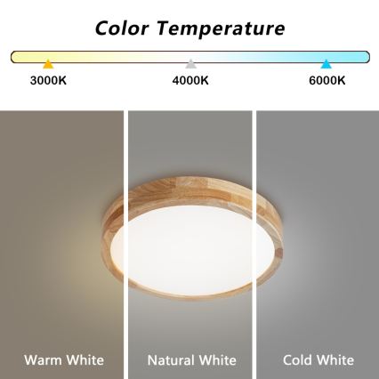 Brilagi - Plafoniera LED WOODLINE LED/24W/230V 3000/4000/6000K rovere Ø 30 cm