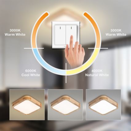 Brilagi - Plafoniera LED WOODLINE SQUARE LED/32W/230V 3000/4000/6000K rovere 30x30 cm