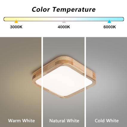 Brilagi - Plafoniera LED WOODLINE SQUARE LED/32W/230V 3000/4000/6000K rovere 30x30 cm