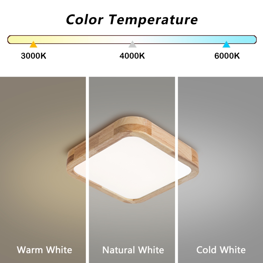 Brilagi - Plafoniera LED WOODLINE SQUARE LED/32W/230V 3000/4000/6000K rovere 30x30 cm