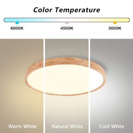 Brilagi - Plafoniera LED WOODROUND LED/30W/230V 3000/4000/6000K Ø 40 cm in legno CRI 90