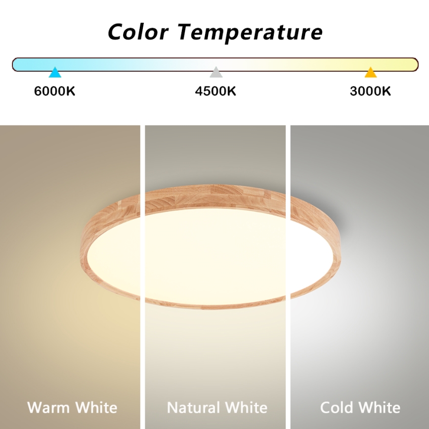 Brilagi - Plafoniera LED WOODROUND LED/30W/230V 3000/4000/6000K Ø 40 cm in legno CRI 90