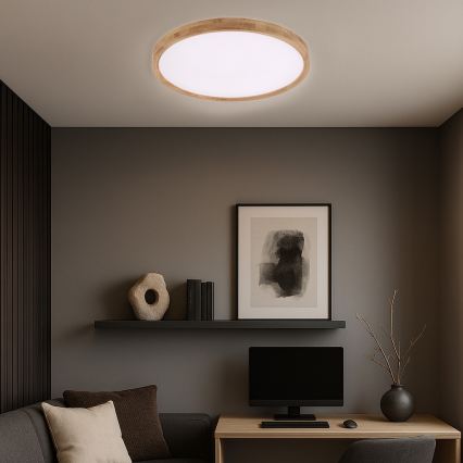 Brilagi - plafoniera LED WOODROUND LED/40W/230V 3000/4000/6000K Ø 60 cm in legno CRI 90