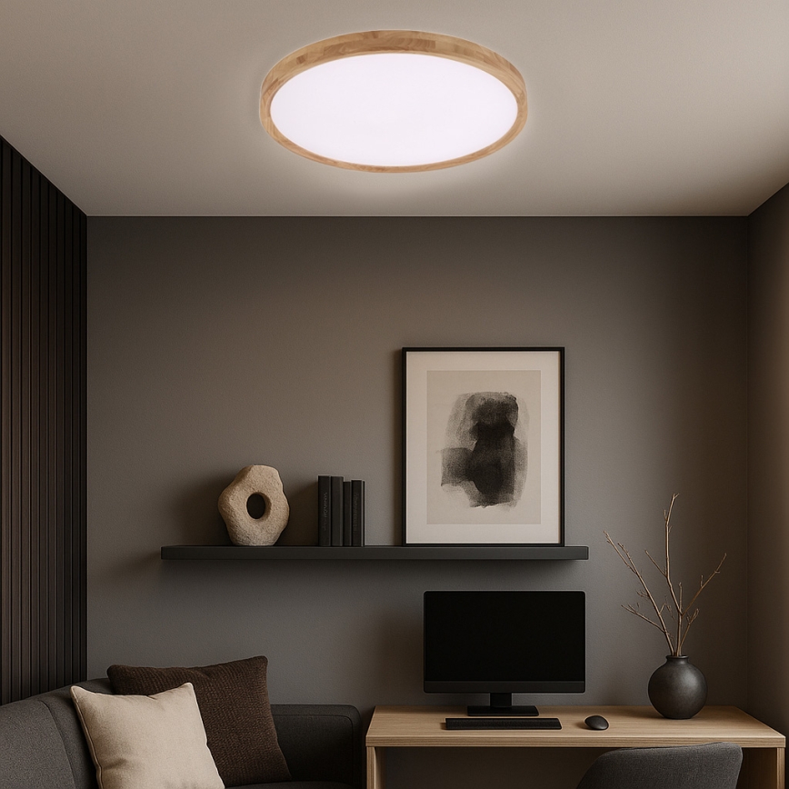 Brilagi - plafoniera LED WOODROUND LED/40W/230V 3000/4000/6000K Ø 60 cm in legno CRI 90