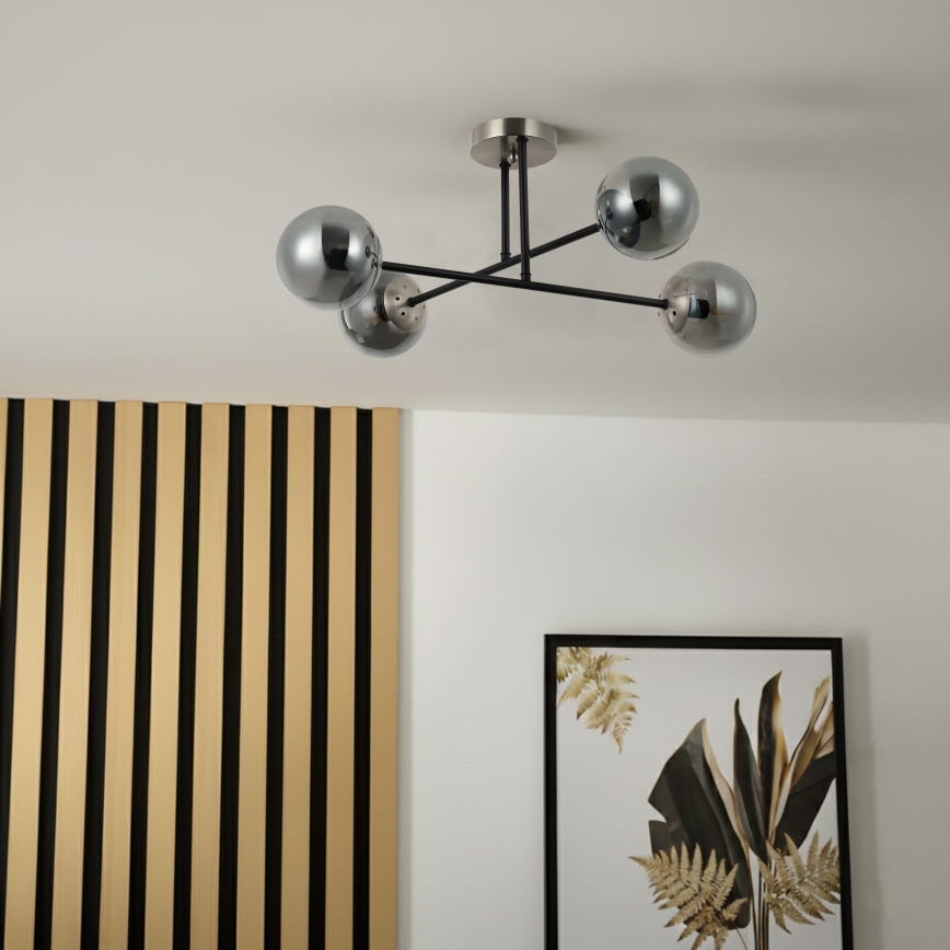 Brilagi - Plafoniera MALIVA 4xE14/15W/230V cromo opaco/fumé