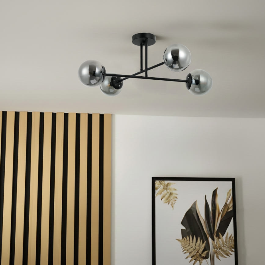 Brilagi - Plafoniera MALIVA 4xE14/15W/230V nero/fumé