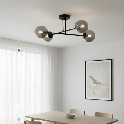 Brilagi - Plafoniera MALIVA 4xE14/15W/230V nero/fumé